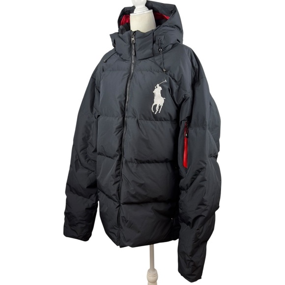 Polo Ralph Lauren Men's Big Pony Hooded Down Puffer Jacket Black Long Size 2XLT - Picture 6 of 16